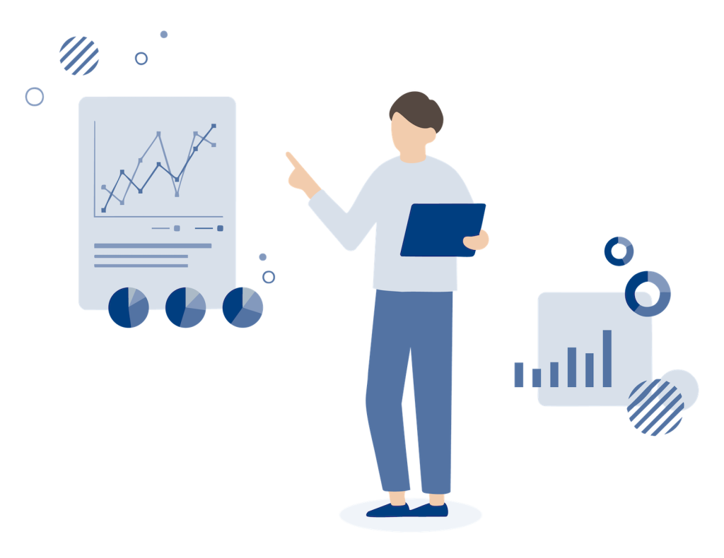 データ分析する男性